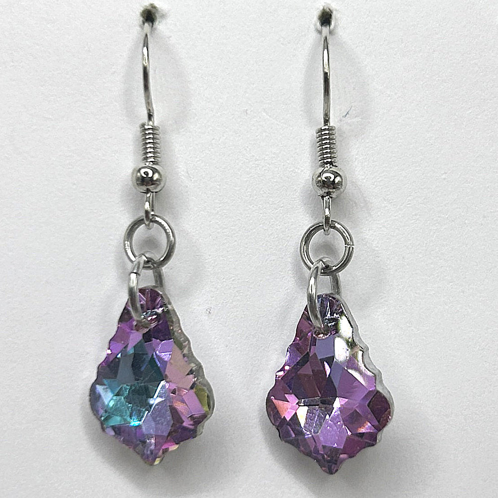 Pink and Blue Abstract Teardrop Earrings