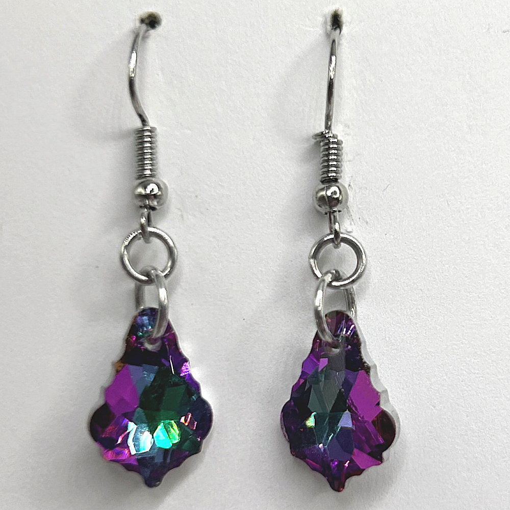 Blue and Purple Multi Abstract Teardrop Earrings