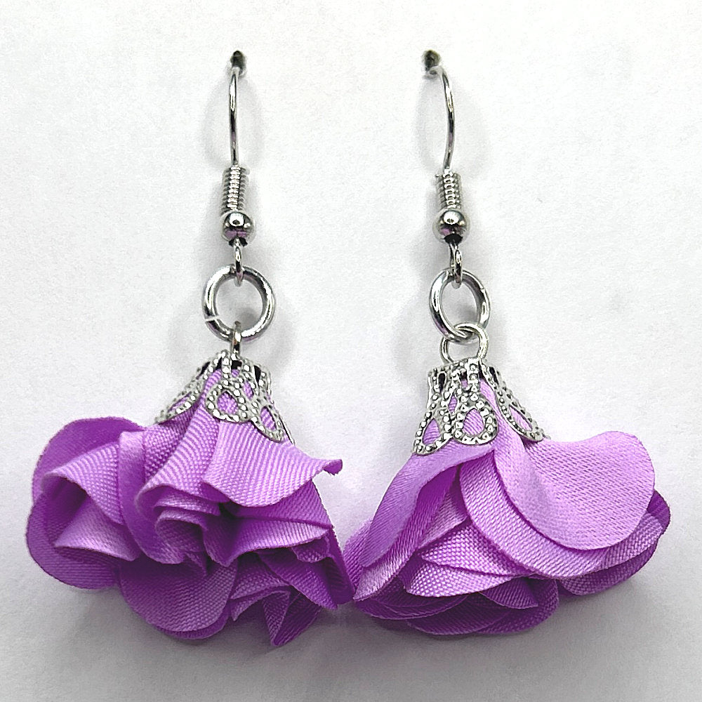 Lilac Flower Tassel Earrings