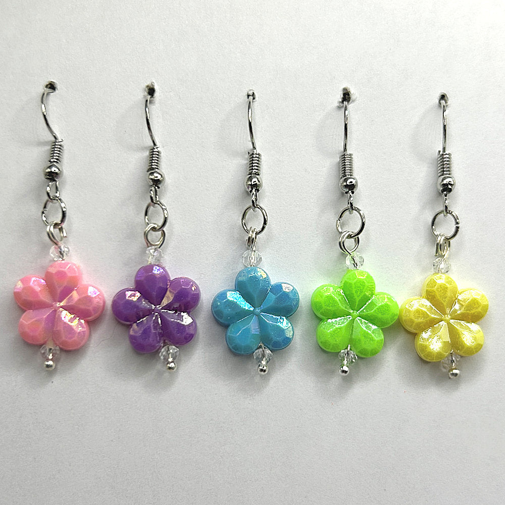 Small Plastic Iridescent Flower Earrings