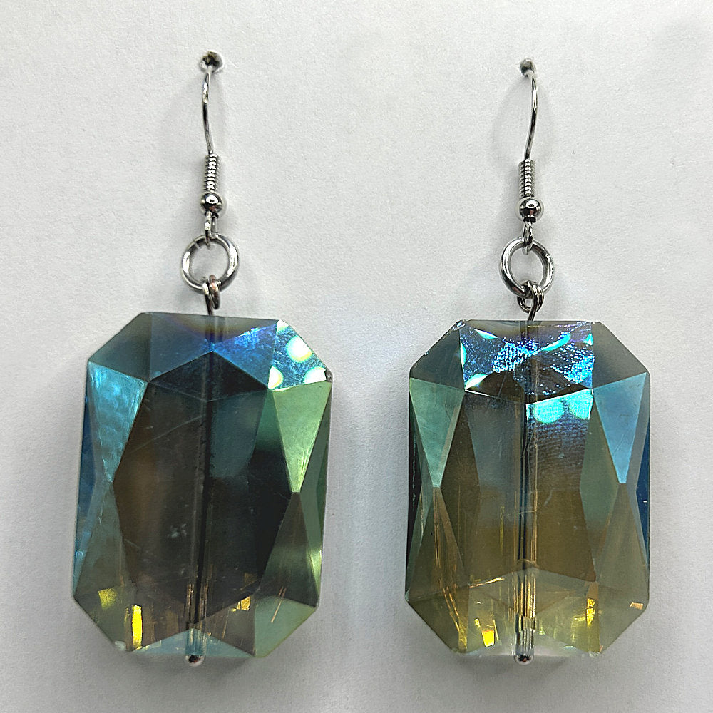 Smoky Glass Rectangle Earrings (HEAVY)