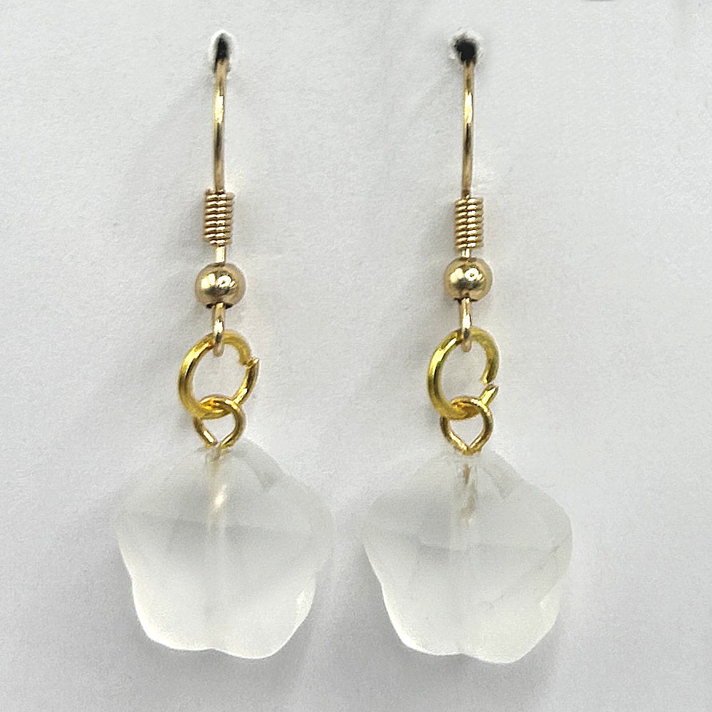 White Matte Flower Earrings