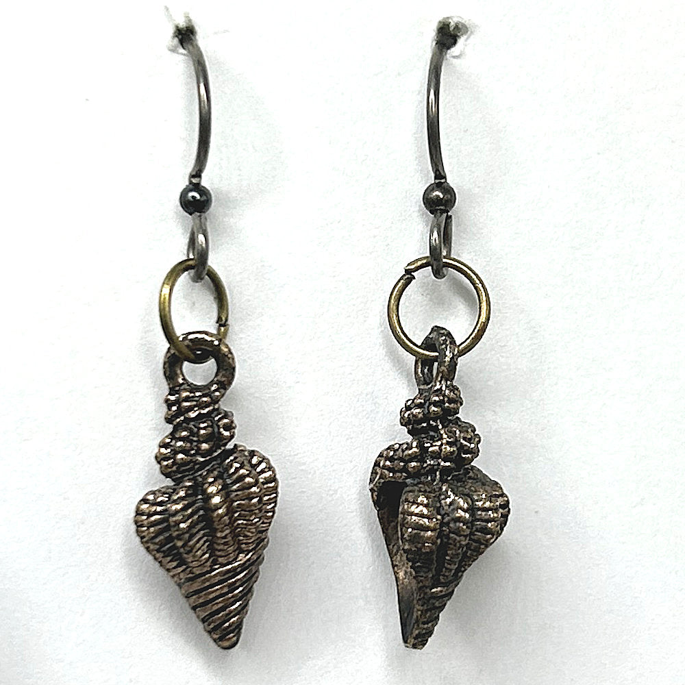 Small Bronze Seashell Earrings