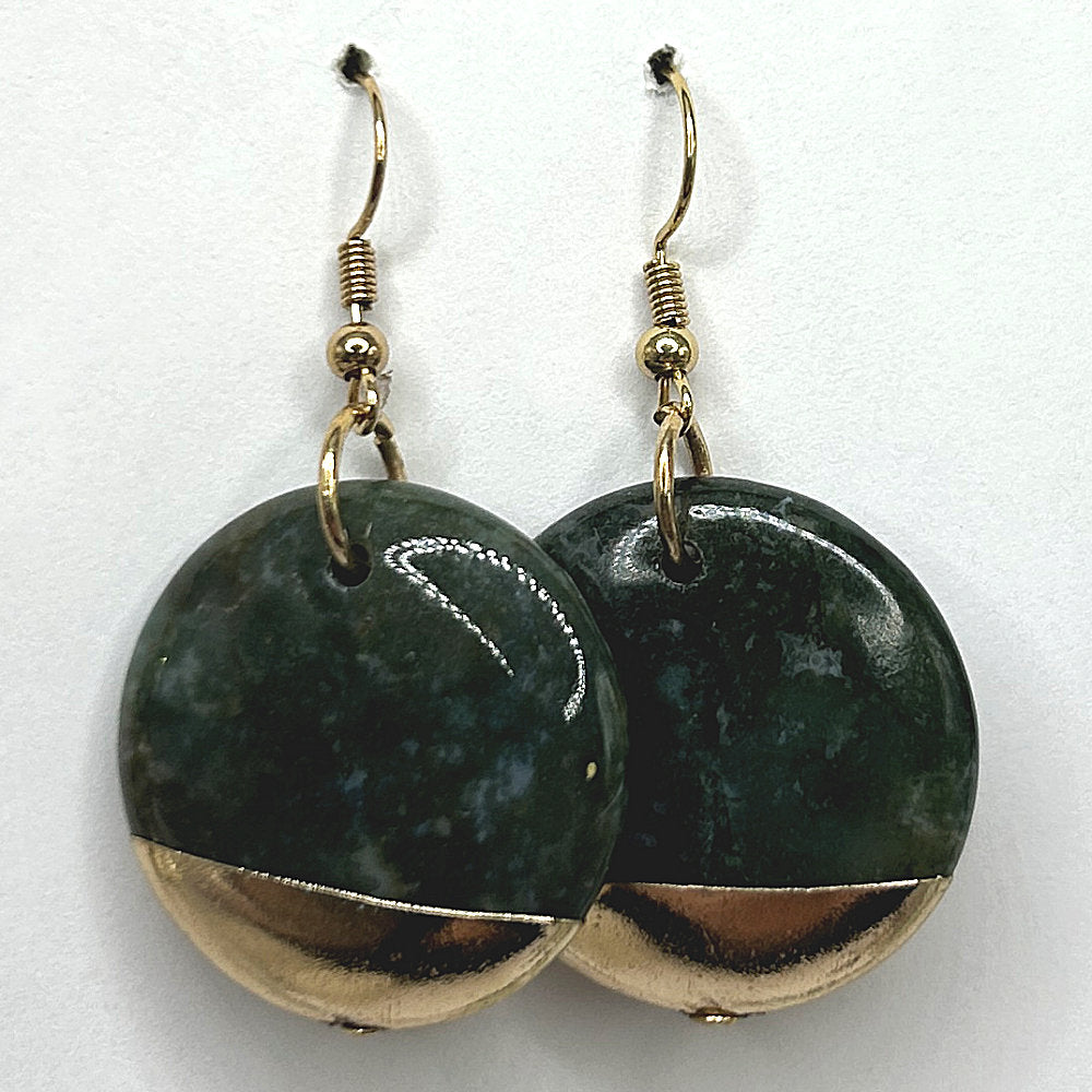 Green Stone Earrings with Golden Bottom (HEAVY)