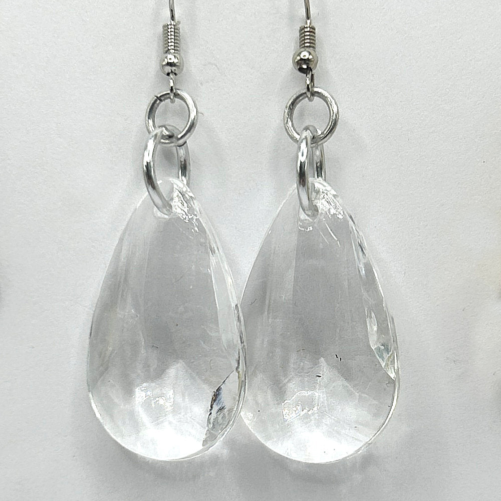 Large Clear Teardrop Earrings (Heavy)