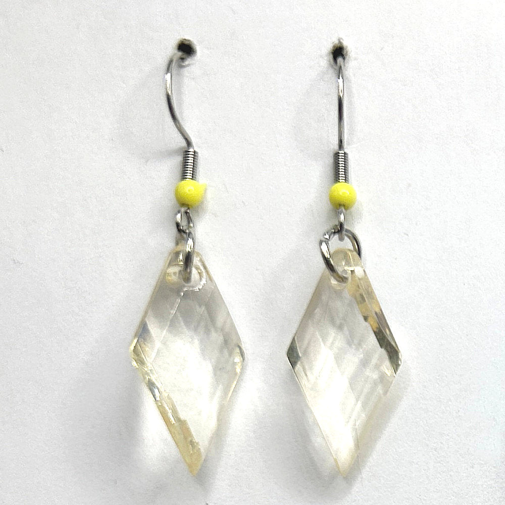 Pale Yellow Diamond-Shape Earrings