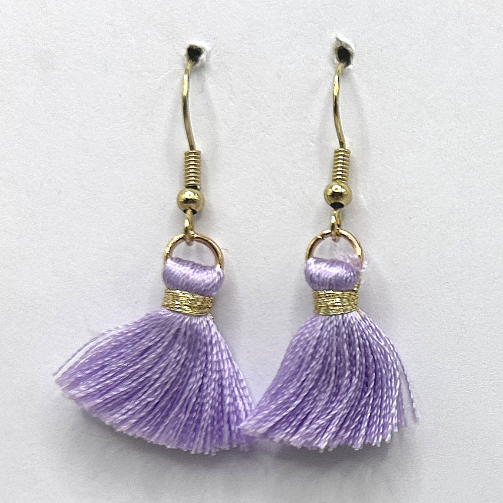 Light Purple Thread Tassel Earrings