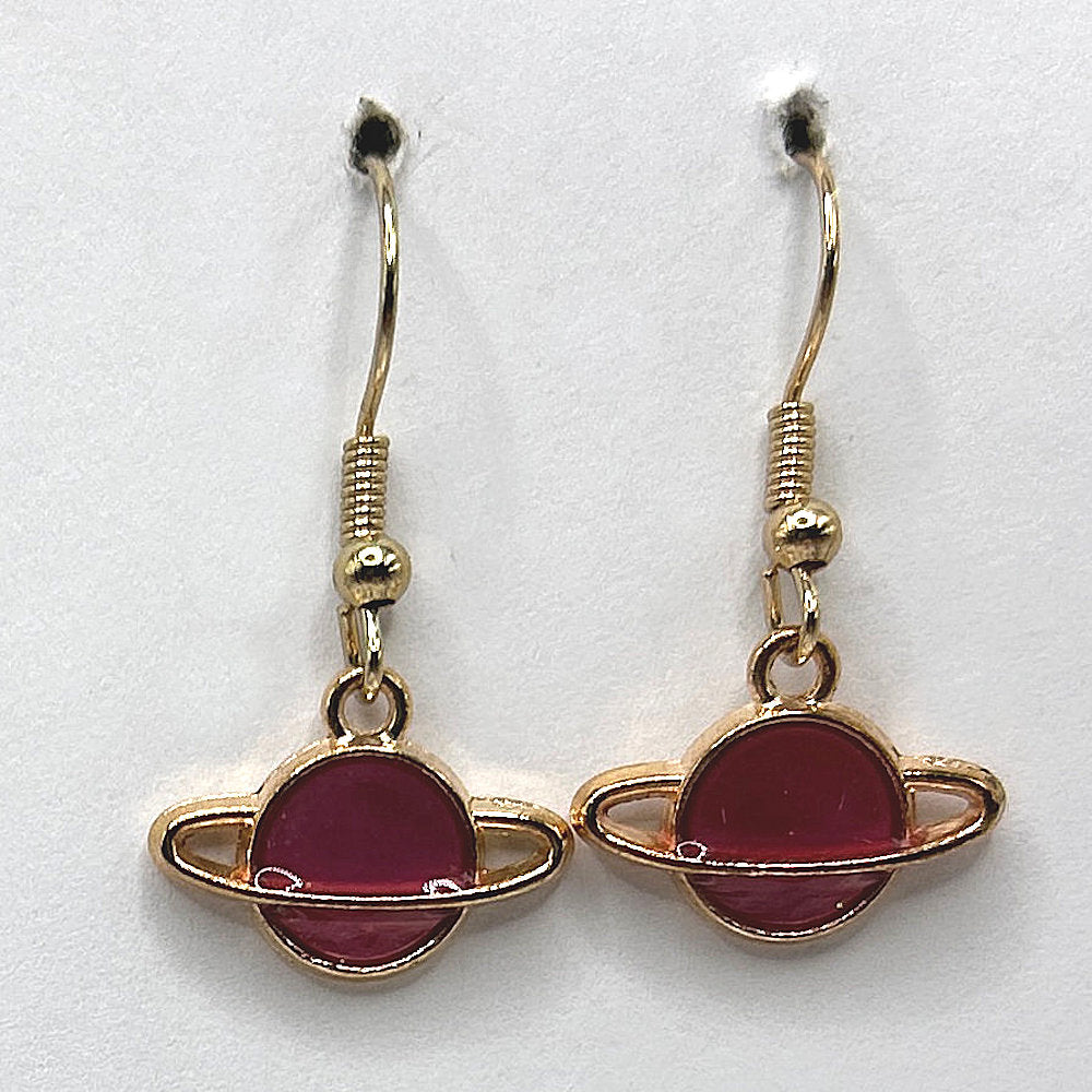Small Purple Planet Earrings