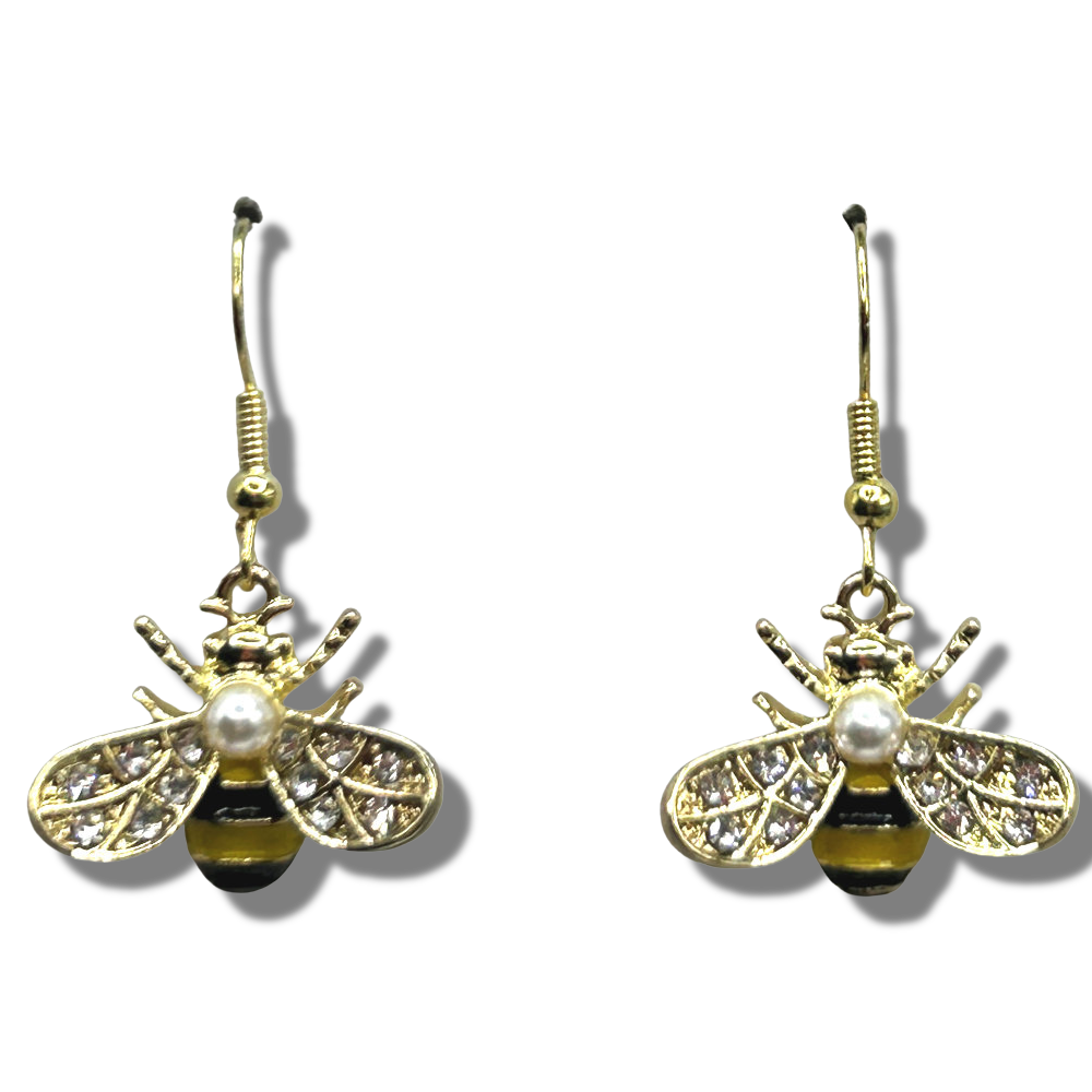 Fancy Ornate Bee Earrings