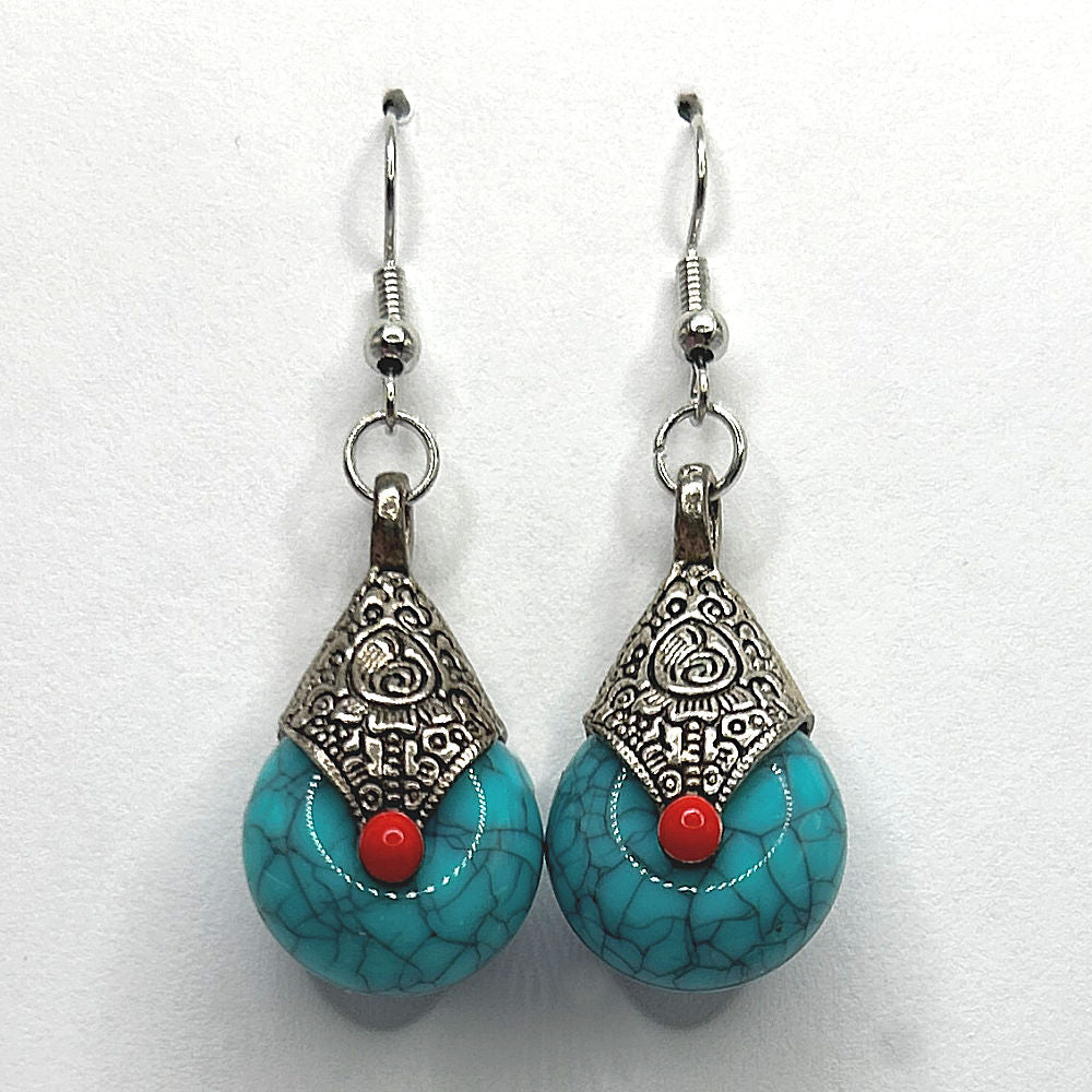 Faux Turquoise Teardrop Earrings (Heavy)