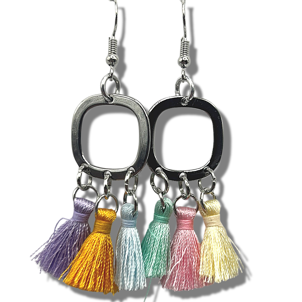 Multicolor Pastel Tassel Earrings