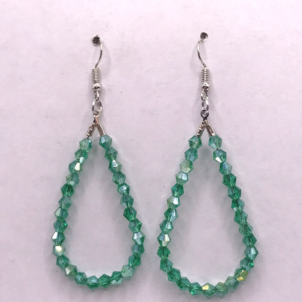 Blue-Green Teardrop Loop Earrings