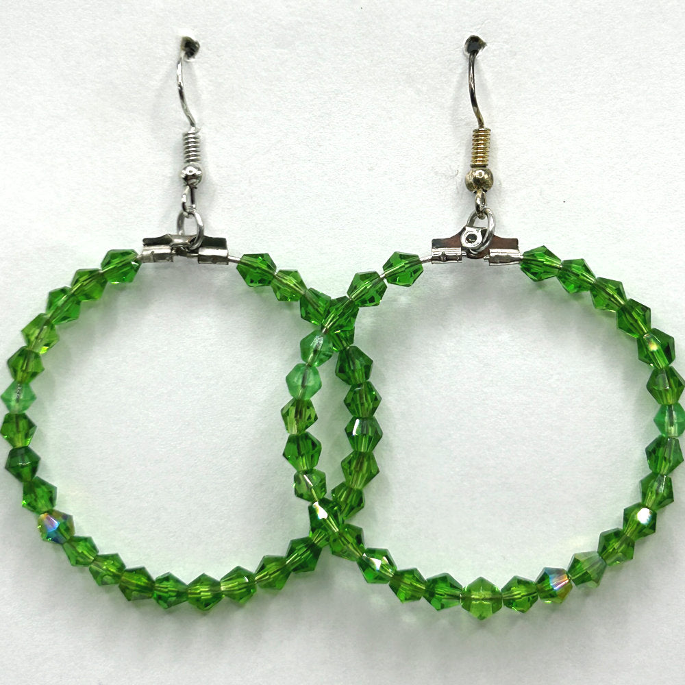 Green Large Loop Earrings