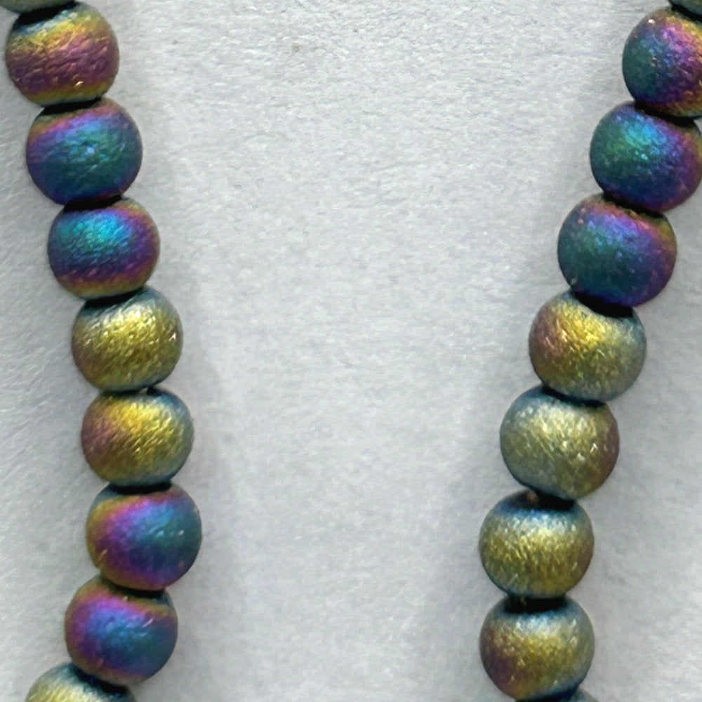 Teardrop Loop Earrings with Tiny Green Iris Beads