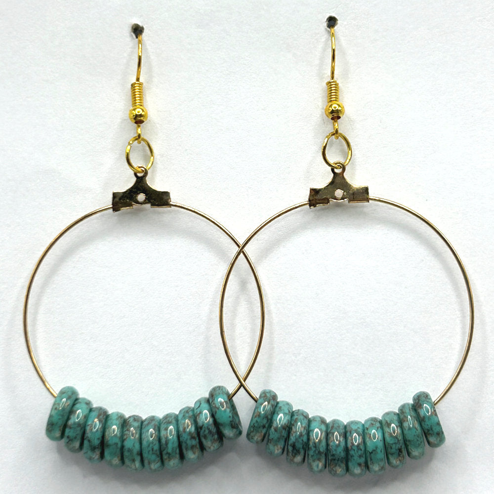 Green Looped Large Loop Earrings