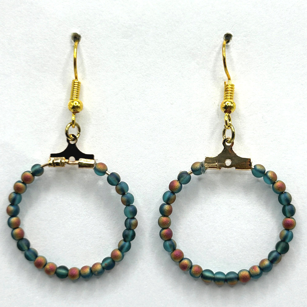 Small Matte Blue/Copper Loop Earrings