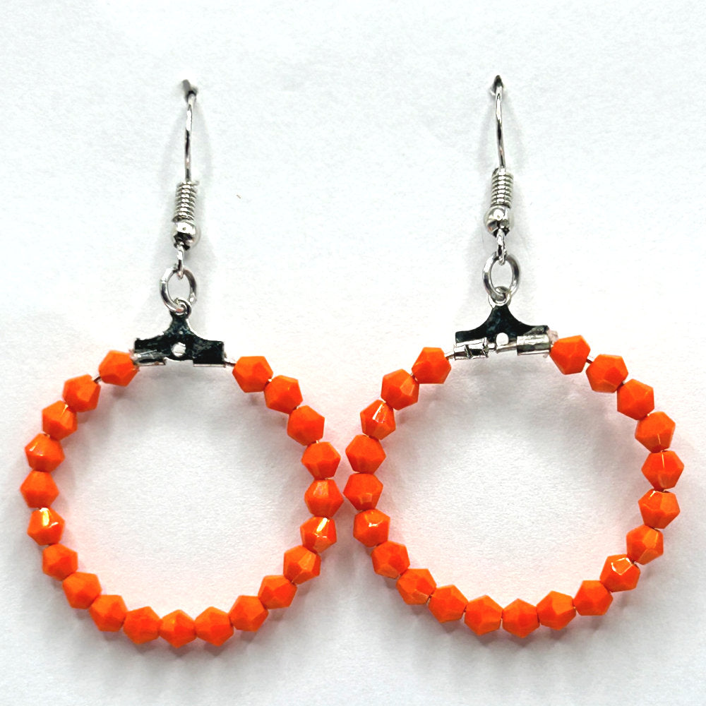 Medium Orange Bicone Loop Earrings