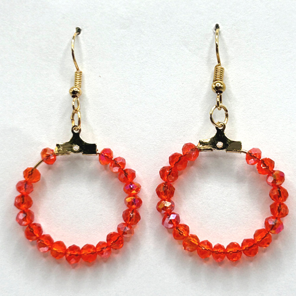 Sparkly Orange Small Loop Earrings