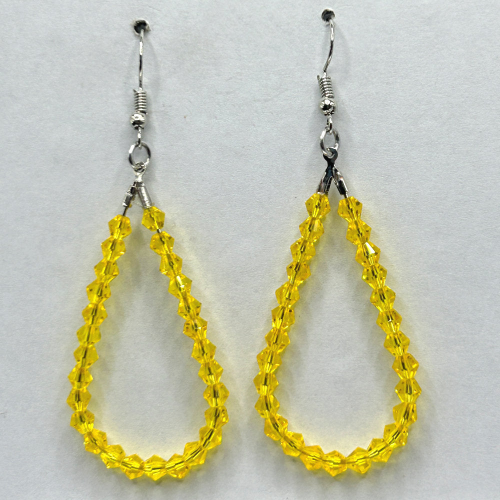 Sparkly Yellow Teardrop Loop Earrings