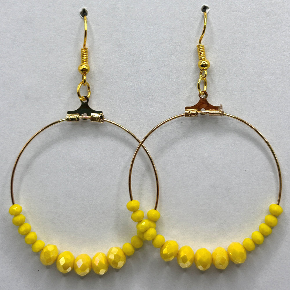 Yellow Sparkle Large Loop Earrings