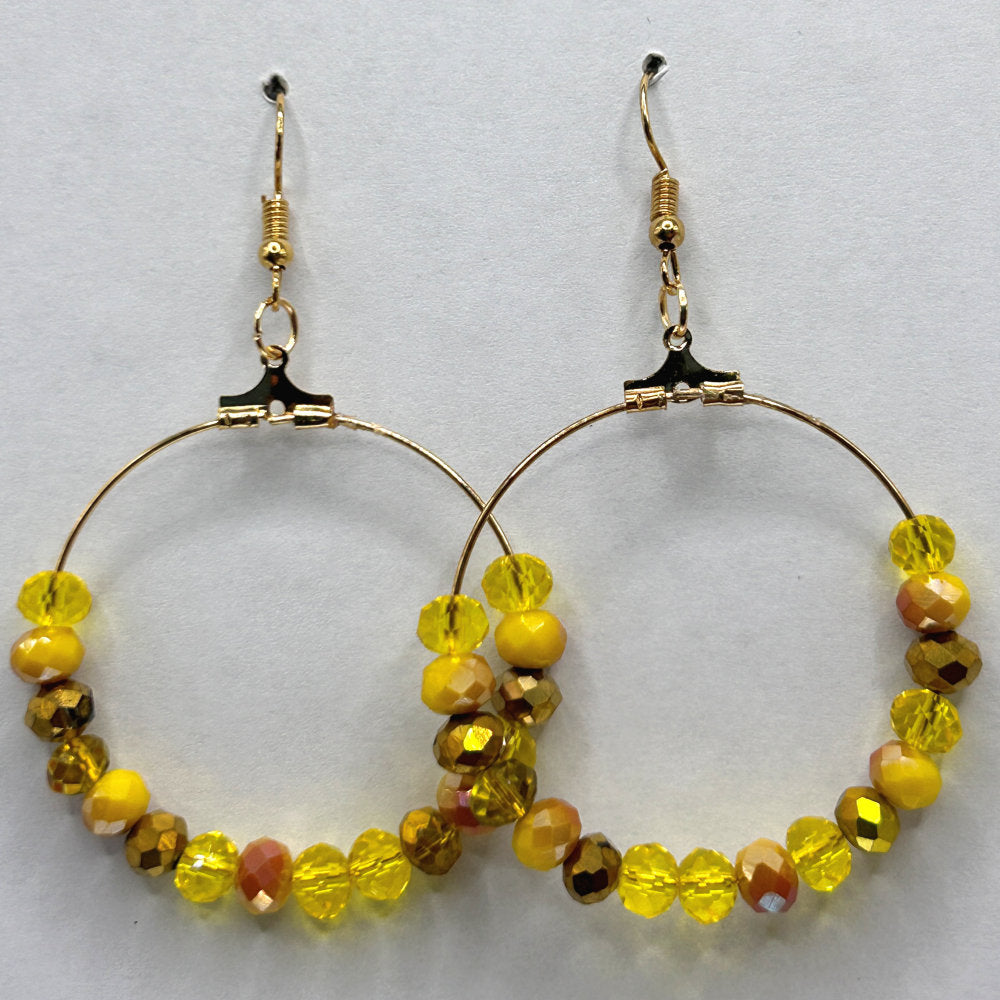 Mixed Yellows Large Loop Earrings