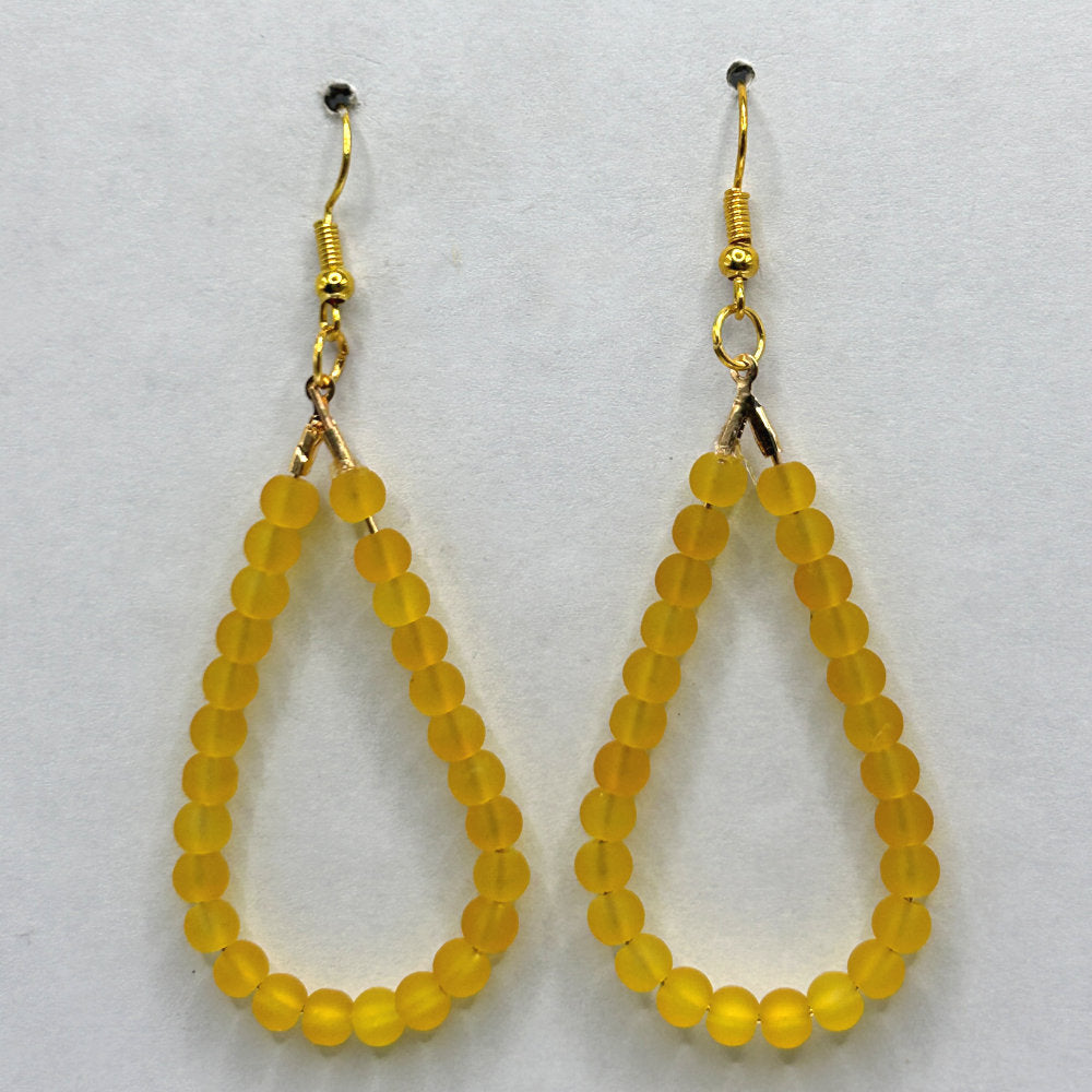 Matte Yellow Teardrop Loop Earrings