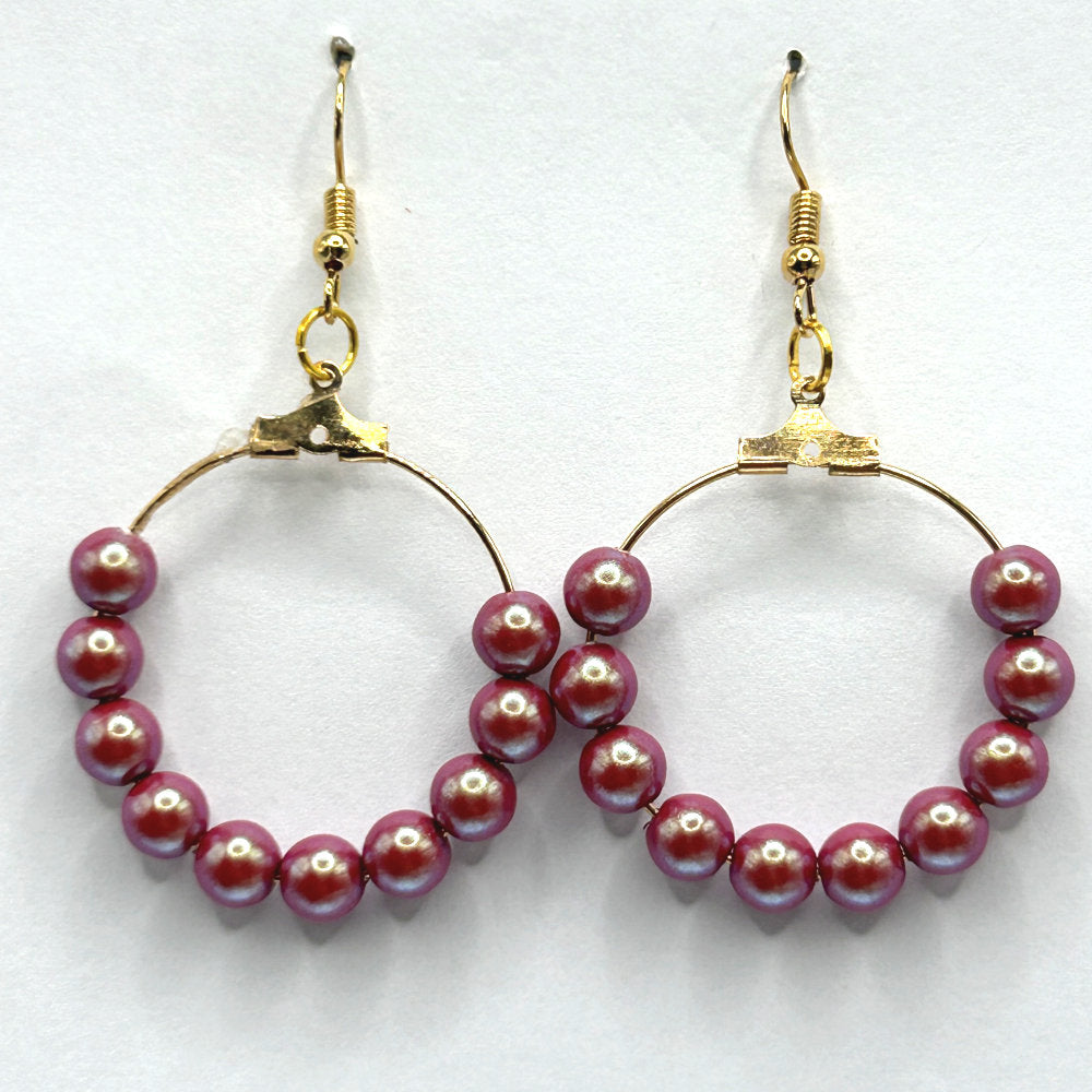 Medium Red Loop Earrings with Golden Sheen