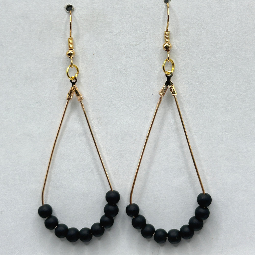 Black Matte Teardrop Loop Earrings
