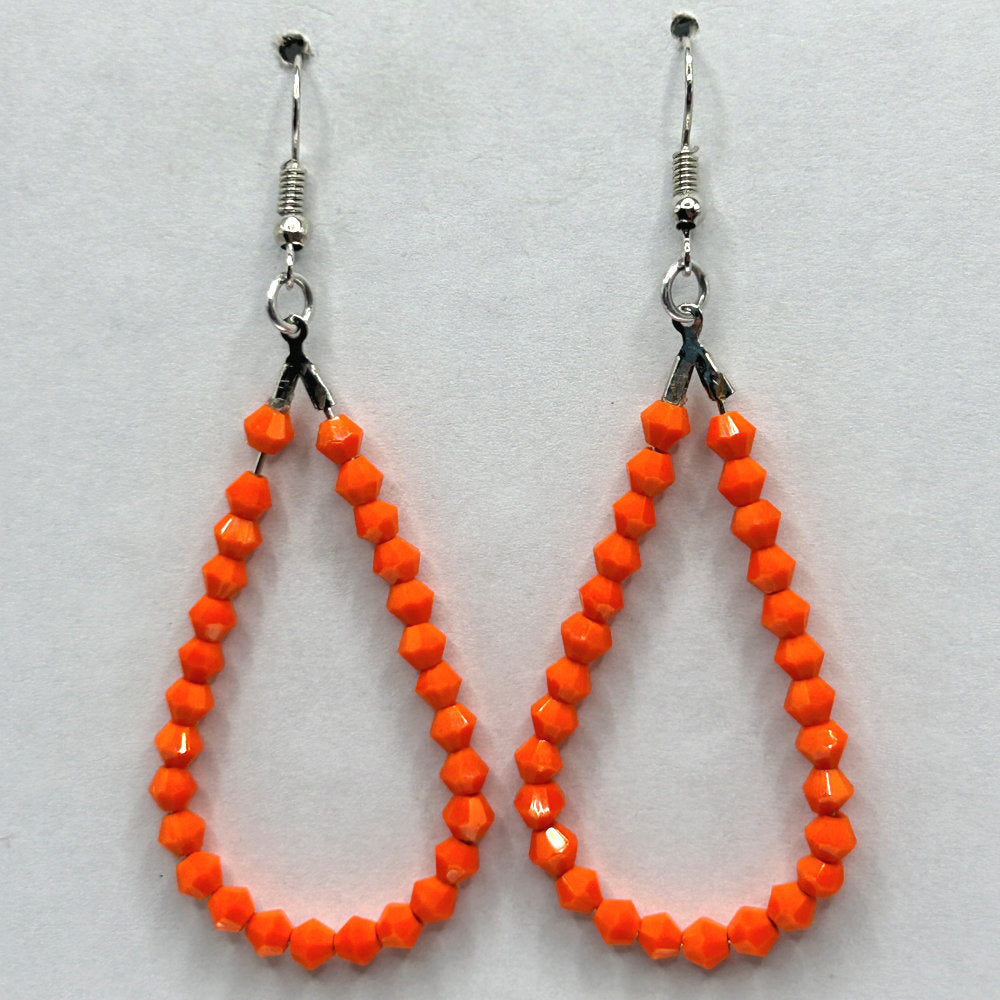 True Orange Teardrop Loop Earrings