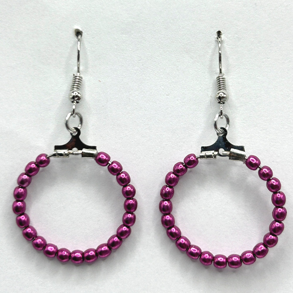 Small Metallic Pink Loop Earrings