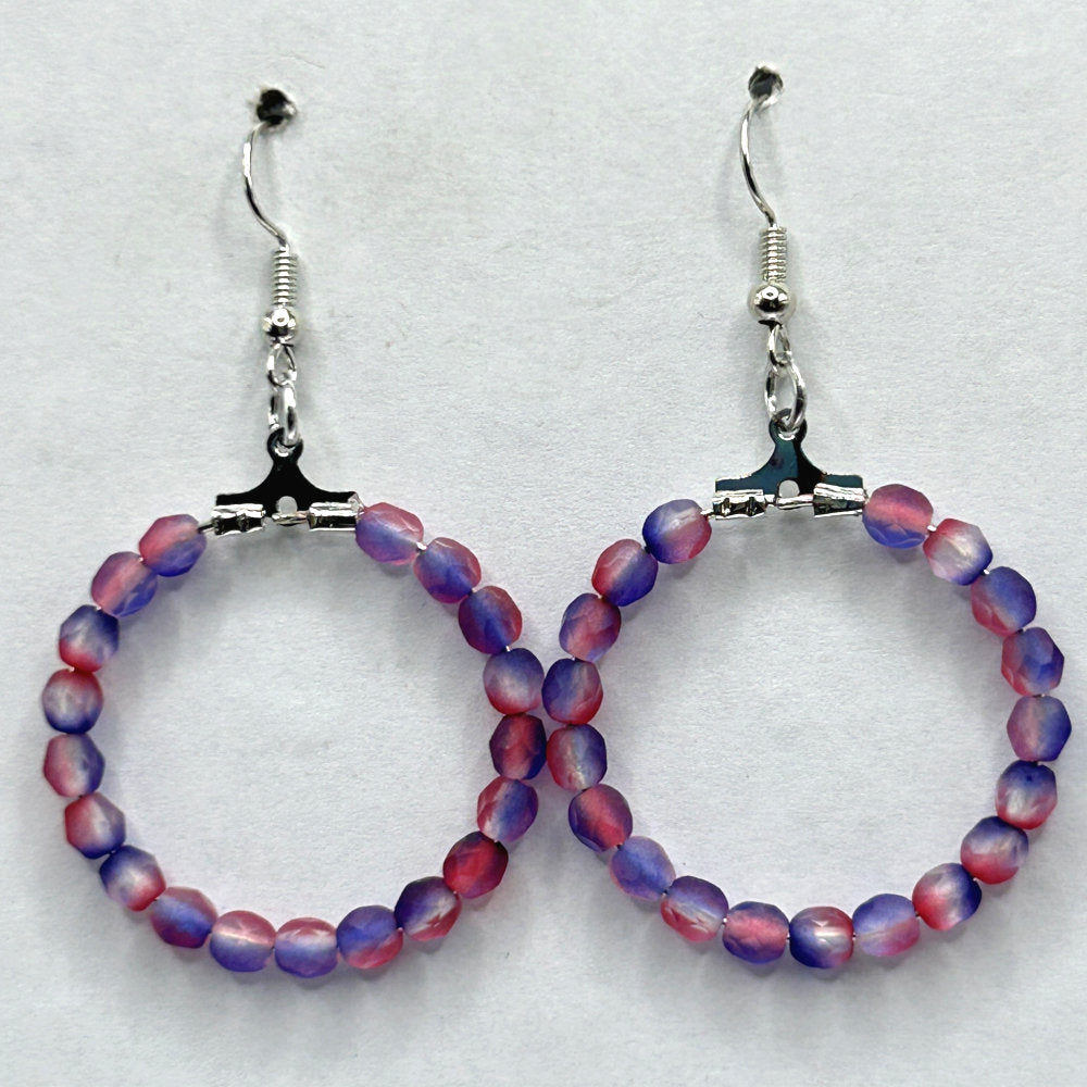 Pink and Blue Matte Medium Loop Earrings
