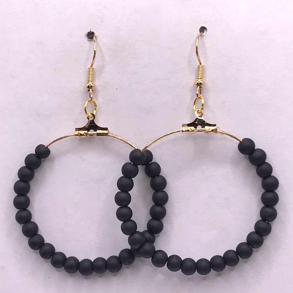 Large Black Matte Loop Earrings