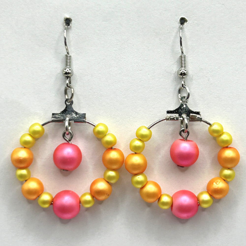 Pastel Small Loop Earrings with Dangle