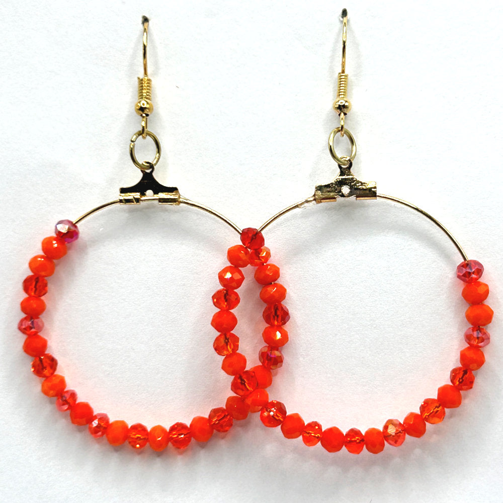 Mixed Orange Large Loop Earrings