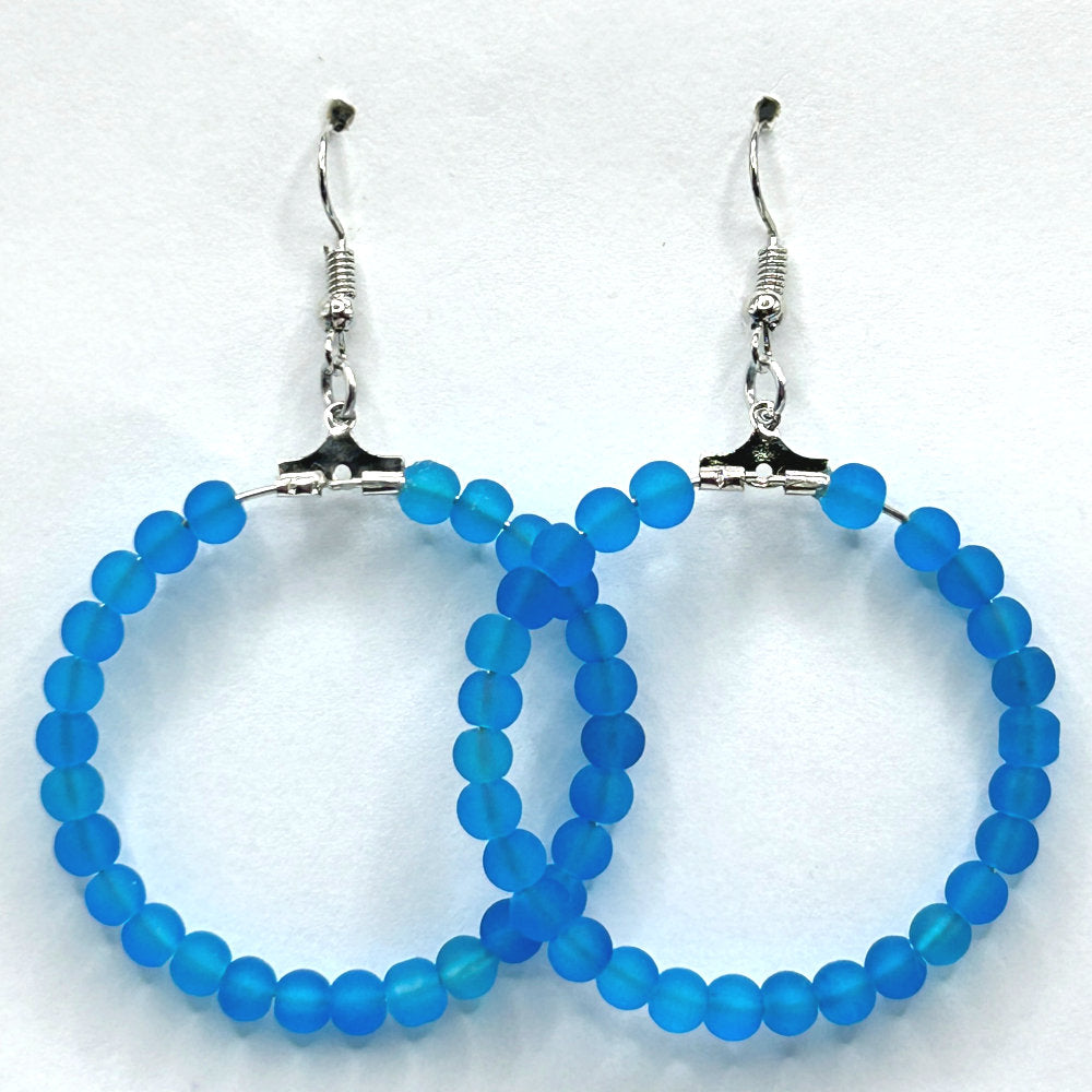 Bright Matte Blue Large Loop Earrings