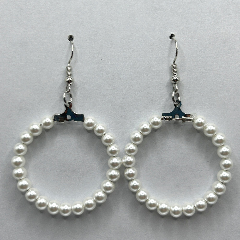 Medium Faux Pearl Loop Earrings