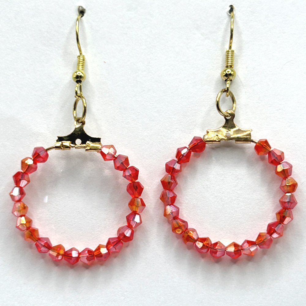 Red Super-Sparkle Small Loop Earrings