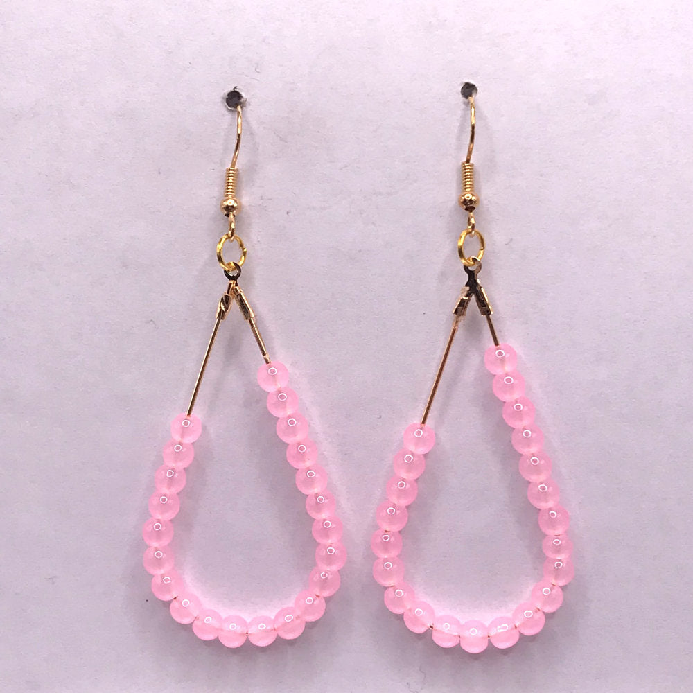 Pretty Pink Teardrop Loop Earrings