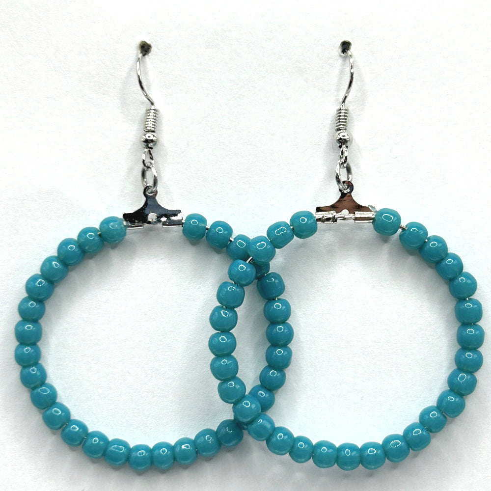 Aqua Blue Large Loop Earrings