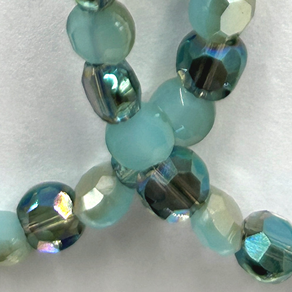 Large Blue Coin-Style Bead Loop Earrings