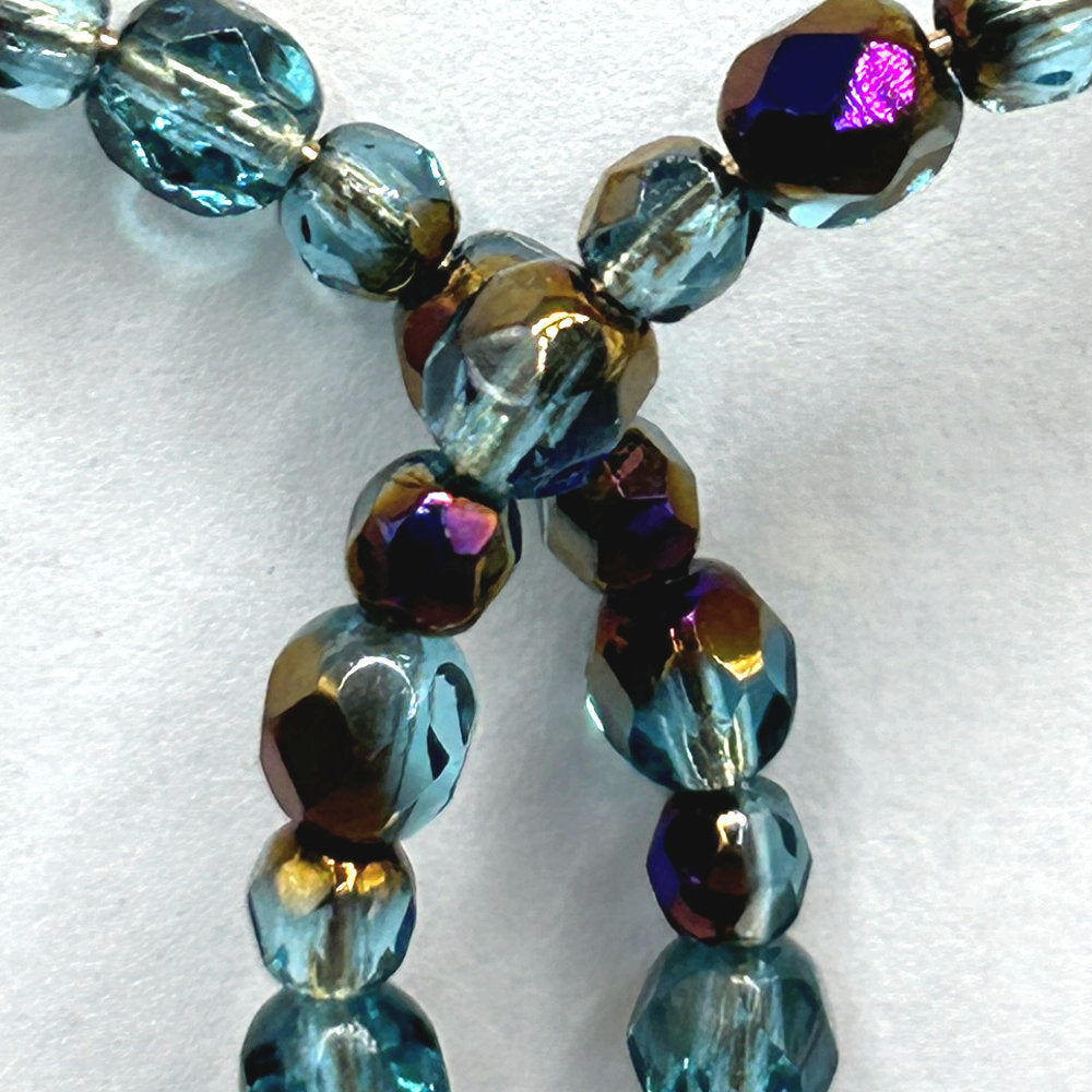 Blue and Purple-Metallic Large Loop Earrings