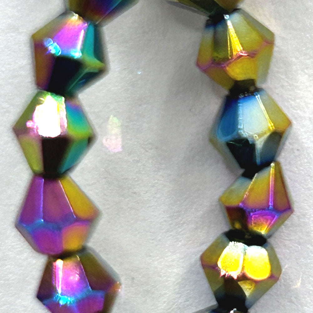 Multicolor Metallic Bicone Large Loop Earrings