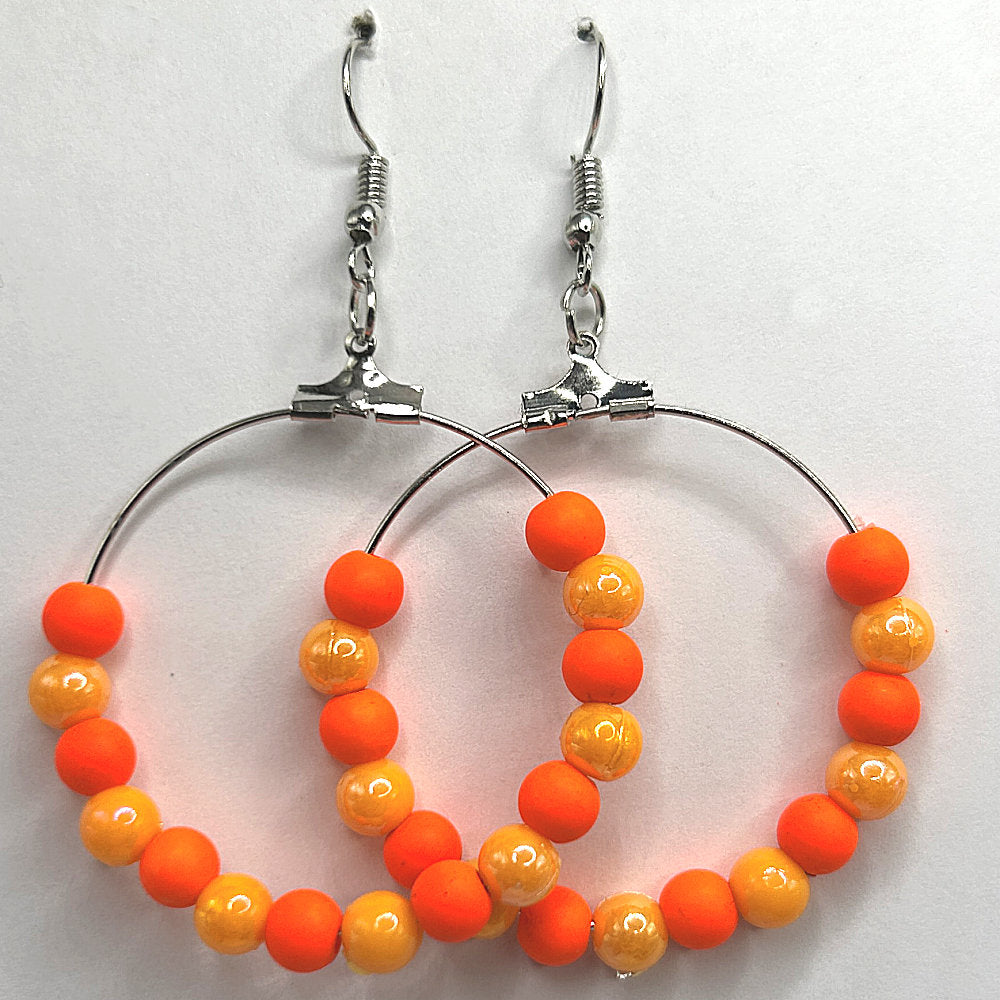Orange Mixed Plastic Large Loop Earrings