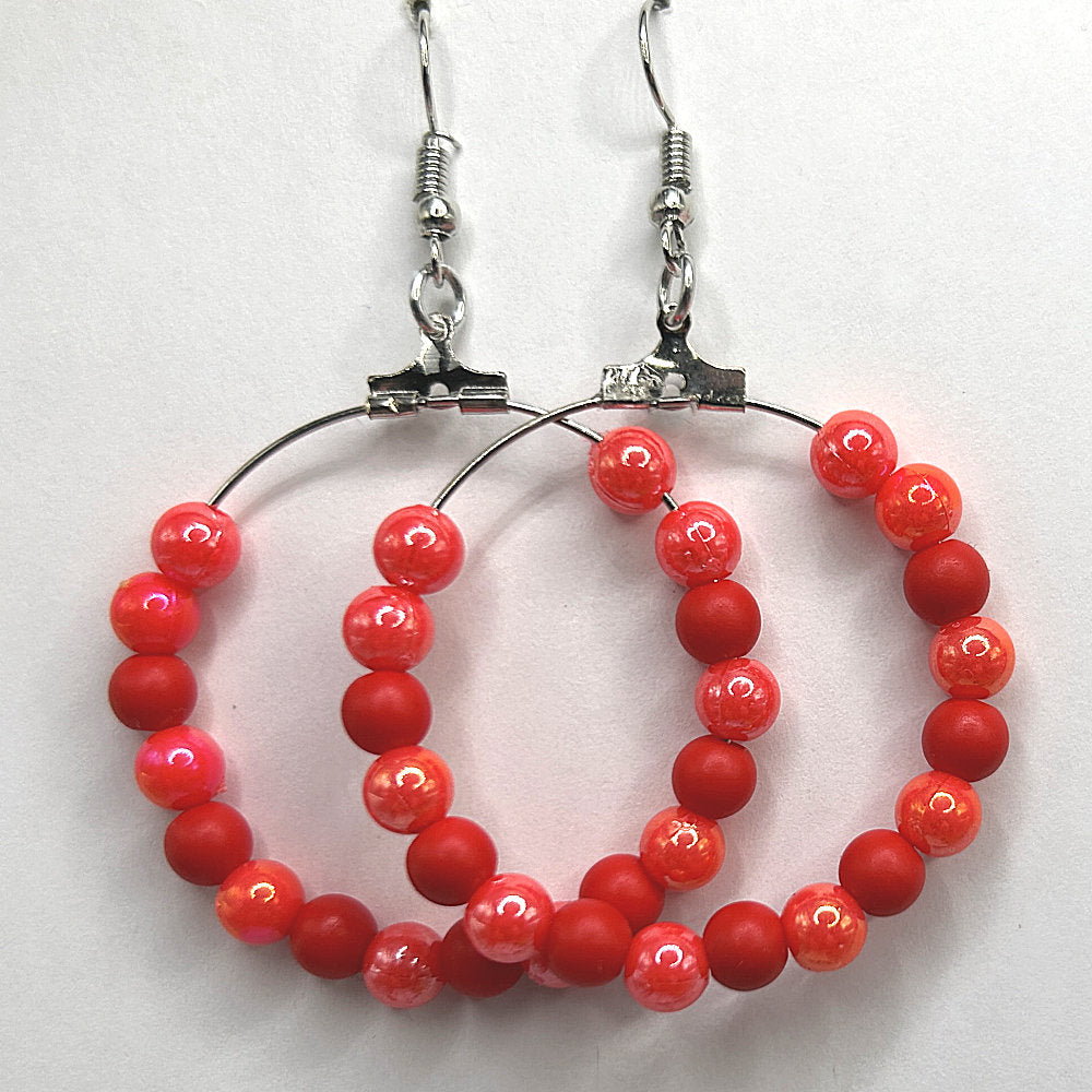 Red Mixed Plastic Large Loop Earrings