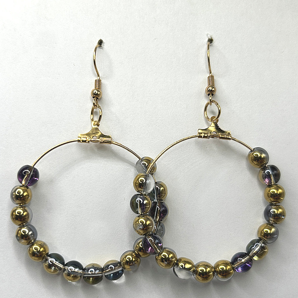 Half-Gold Smoky Large Loop Earrings