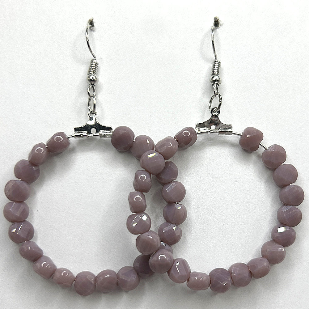 Dusky Purple Abstract Large Loop Earrings