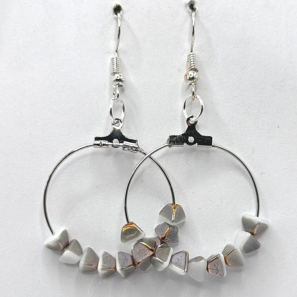 Medium Loop Earrings with Triangular Multicolor Beads