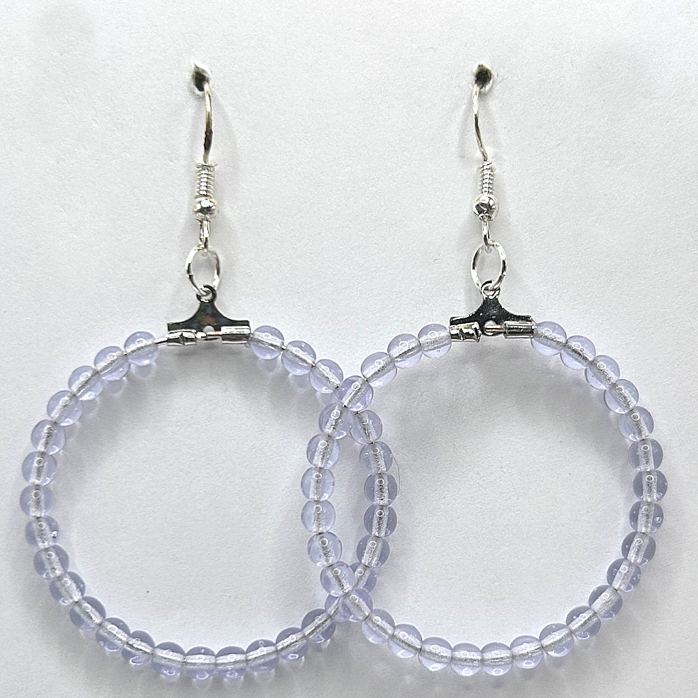 Large Loop Earrings with Pale Violet Round Beads