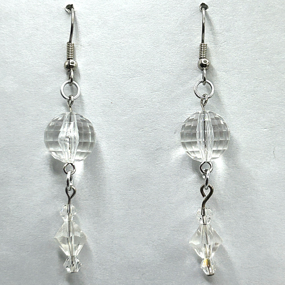 Clear Faceted Round Earrings with Dangles