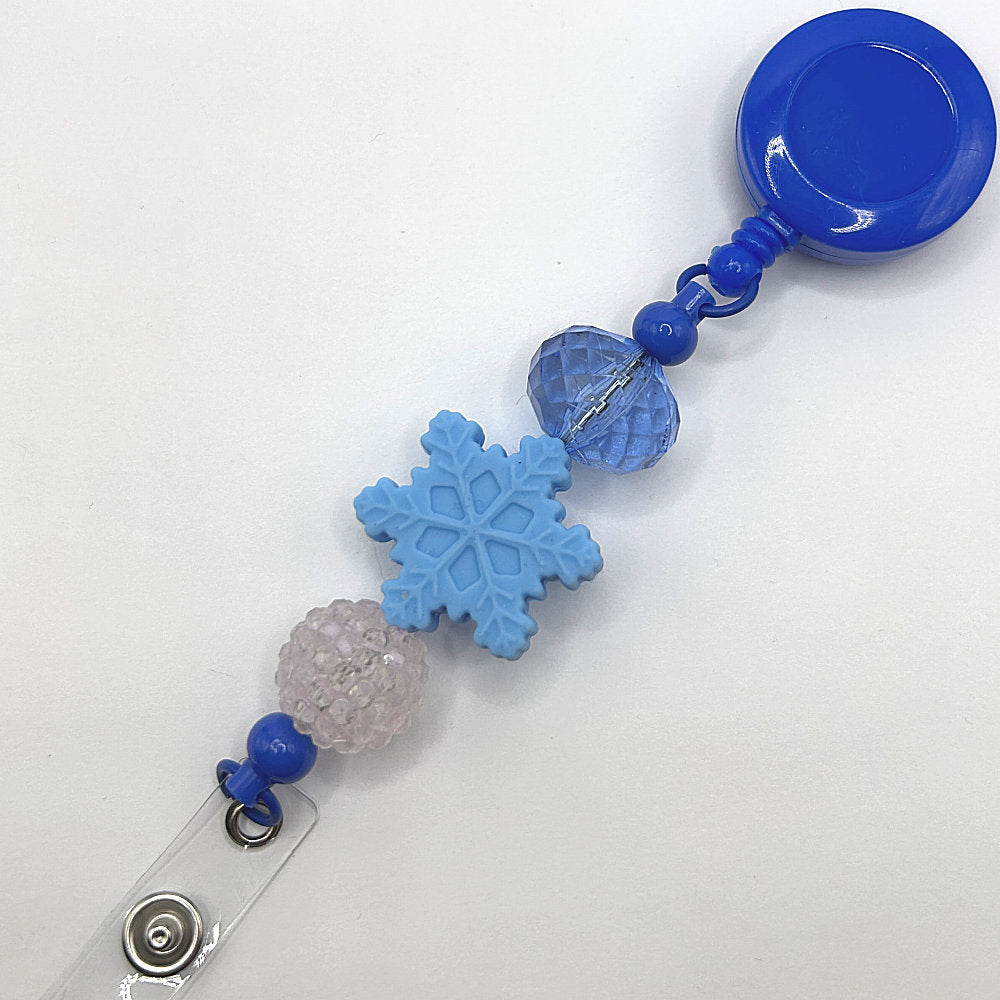 Blue Snowflake Badge Reel Clip